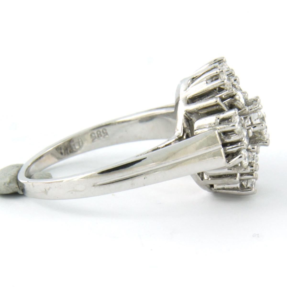 Ring mit Diamanten im Brillantschliff bis zu 1,20 Karat 14k Weißgold - 6,4 Gramm (Moderne) im Angebot