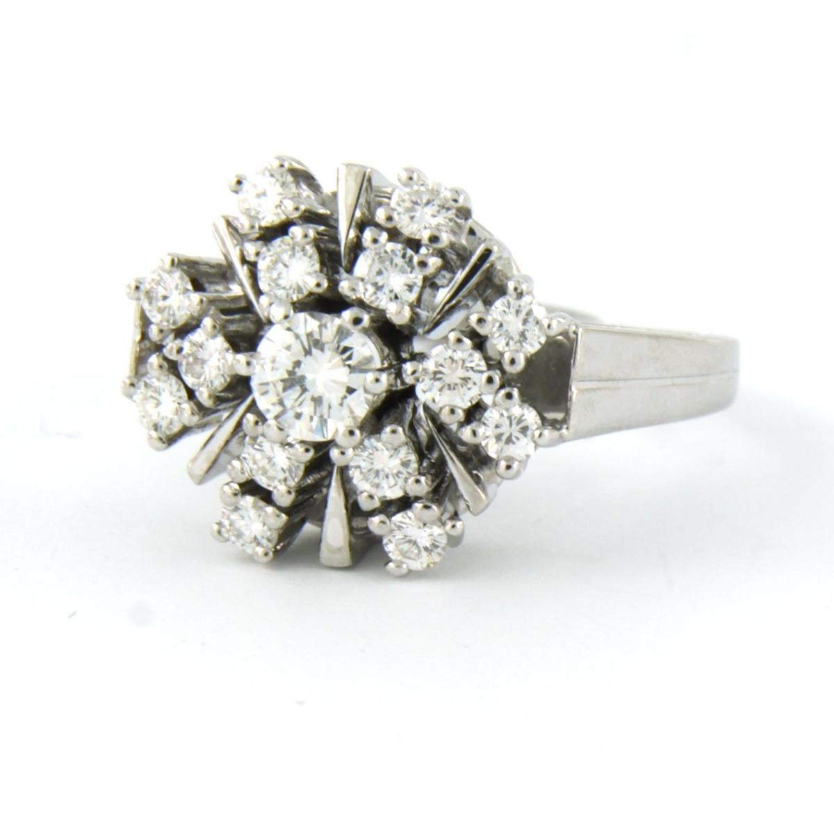 Ring mit Diamanten im Brillantschliff bis zu 1,20 Karat 14k Weißgold - 6,4 Gramm Damen im Angebot