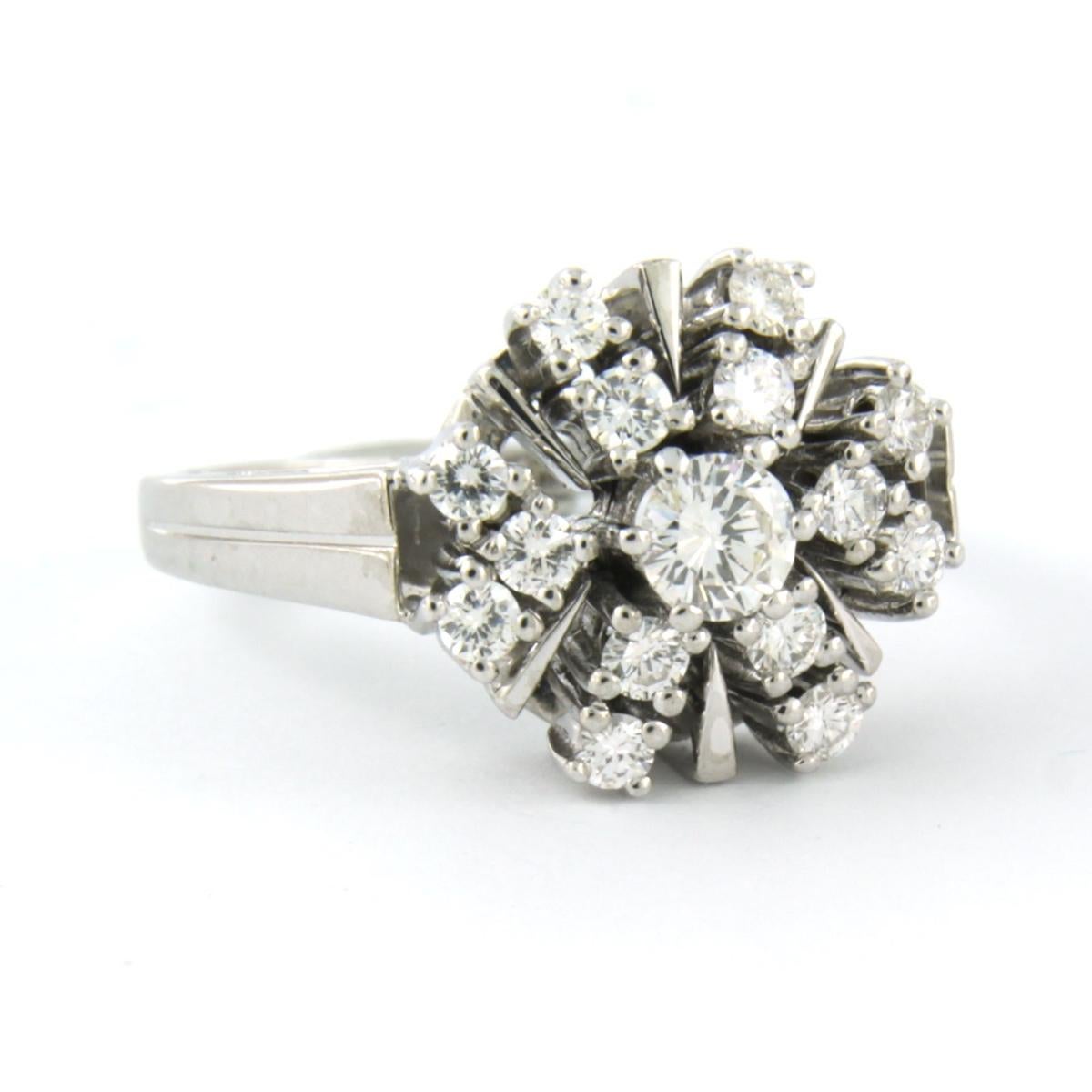 Ring mit Diamanten im Brillantschliff bis zu 1,20 Karat 14k Weißgold - 6,4 Gramm im Angebot 1