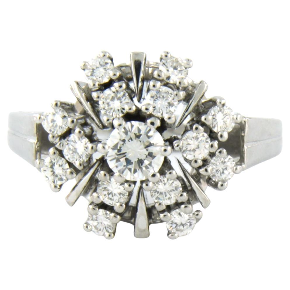 Ring mit Diamanten im Brillantschliff bis zu 1,20 Karat 14k Weißgold - 6,4 Gramm im Angebot