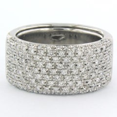 Ring with brilliant cut diamonds up to 1.30ct 14k white gold 11.8 grams