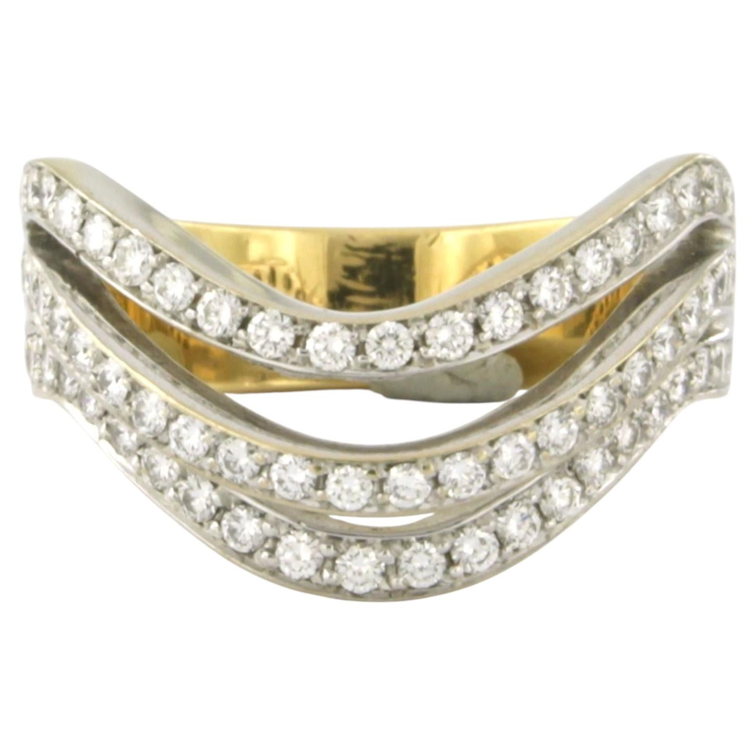Anello con diamanti taglio brillante fino a 1,30ct in oro 18k 9,3 grammi in vendita