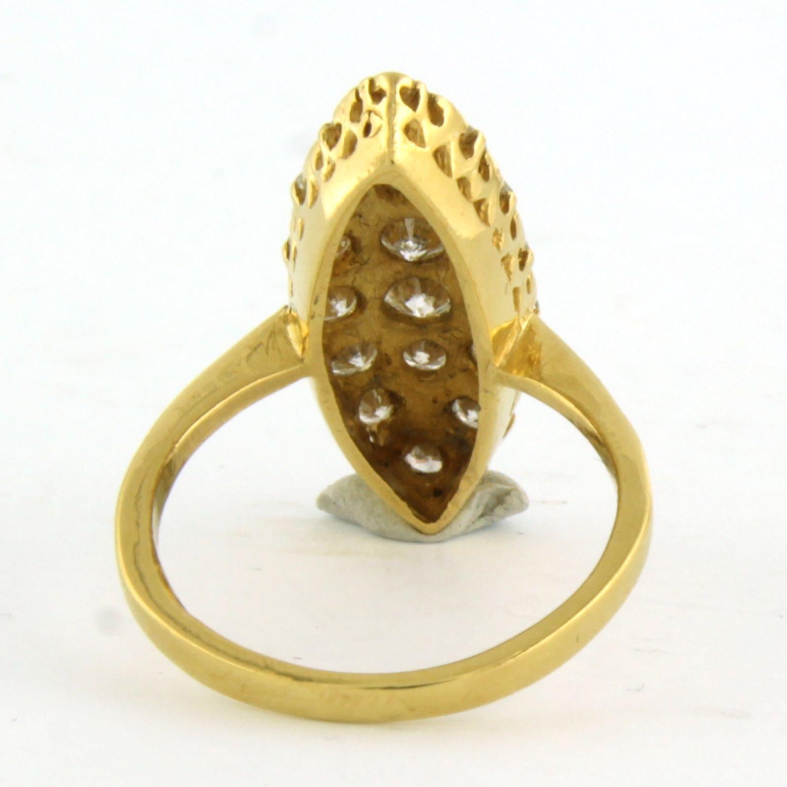 Anillo con diamantes talla brillante de hasta 1,30ct - 5,5 gramos - oro amarillo de 18k Corte brillante en venta