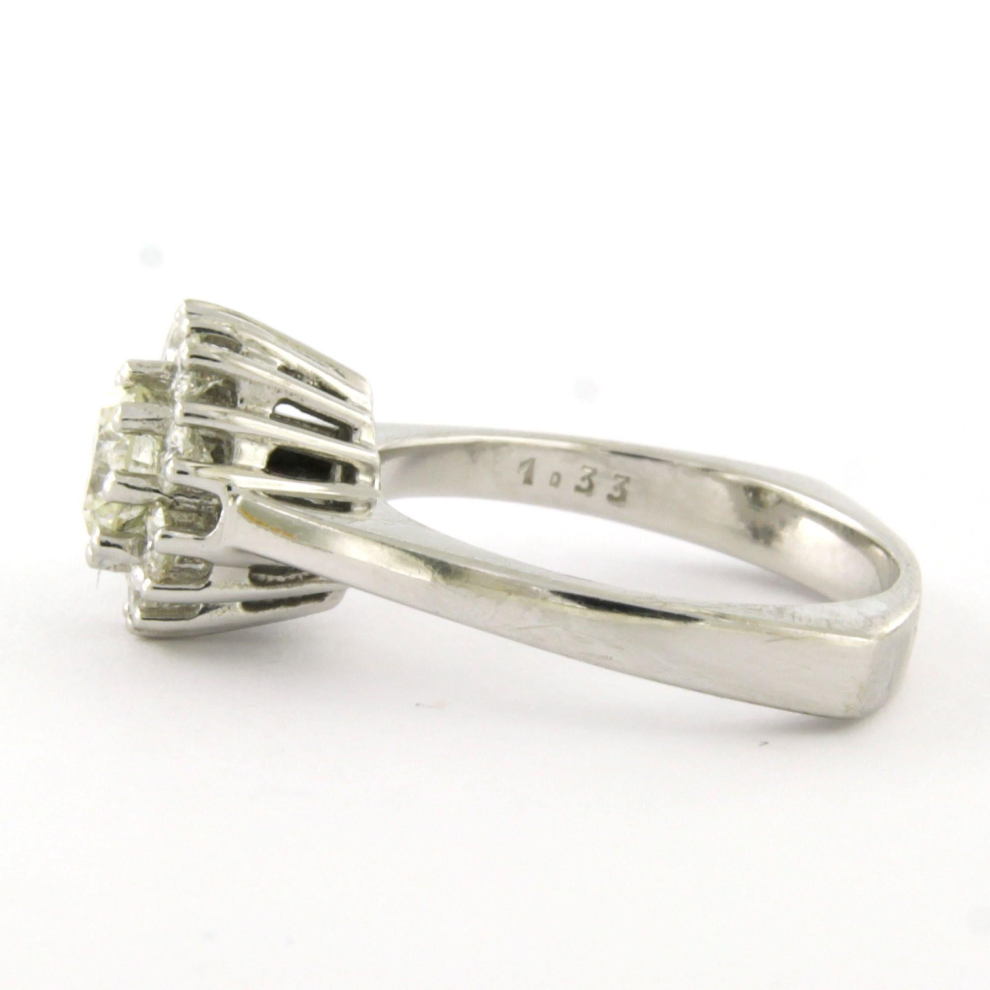 Taglio brillante Anello con diamanti taglio brillante fino a 1,33 carati in oro bianco 14k 5,9 grammi in vendita
