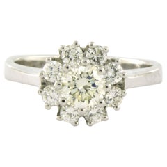 Ring with brilliant cut diamonds up to 1.33ct 14k white gold 5.9 grams