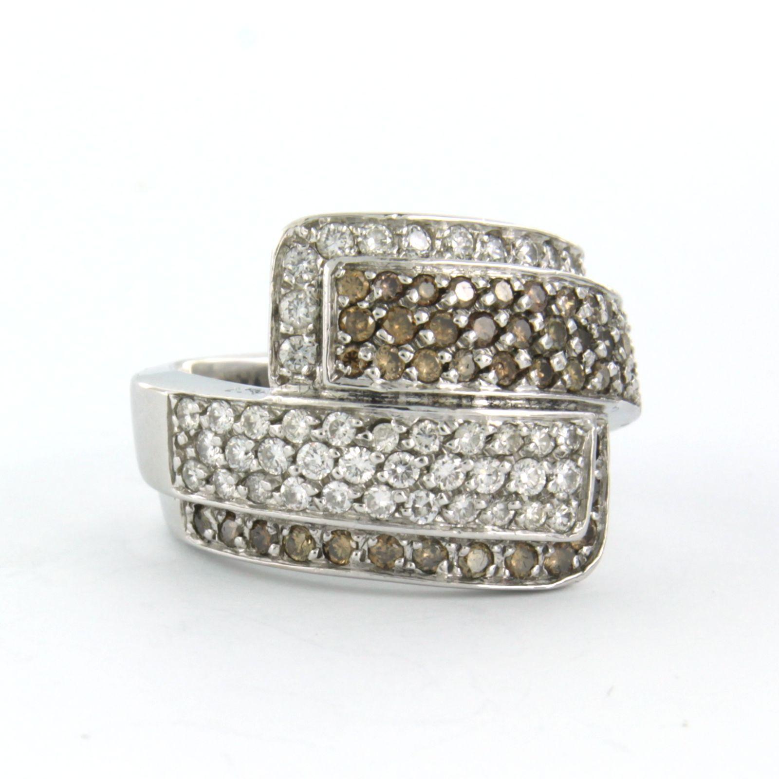 Bague avec diamants taille brillant jusqu'à 1,35 ct 10,2 grammes Or blanc 18k Excellent état - En vente à The Hague, ZH