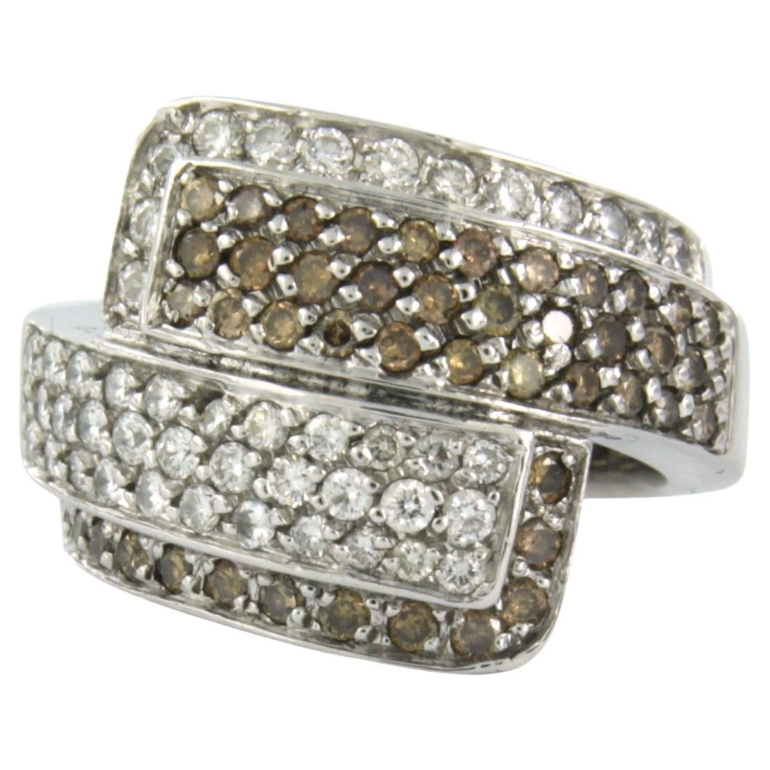 Ring with brilliant cut diamonds up to 1.35ct 10.2 grams 18k white gold