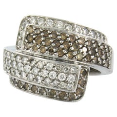 Ring mit Diamanten im Brillantschliff bis zu 1,35 Karat 10,2 Gramm 18k Weißgold