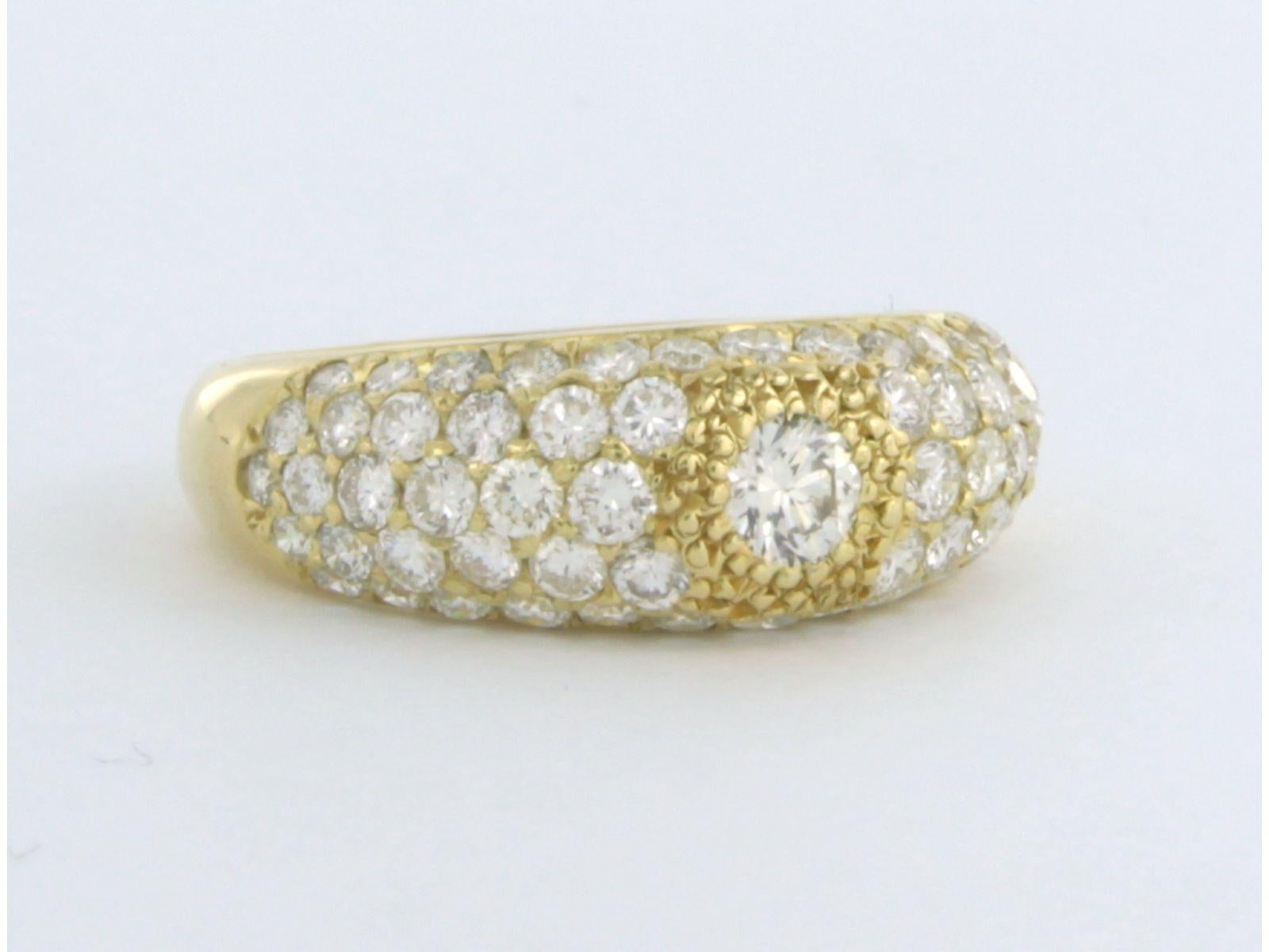 Modern Ring with brilliant cut diamonds up to 1.35ct 18k yellow gold ringsize US 5.25 For Sale