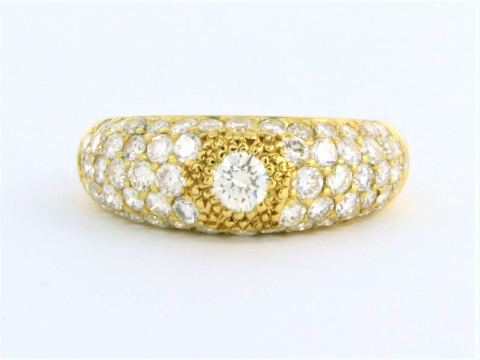Brilliant Cut Ring with brilliant cut diamonds up to 1.35ct 18k yellow gold ringsize US 5.25 For Sale