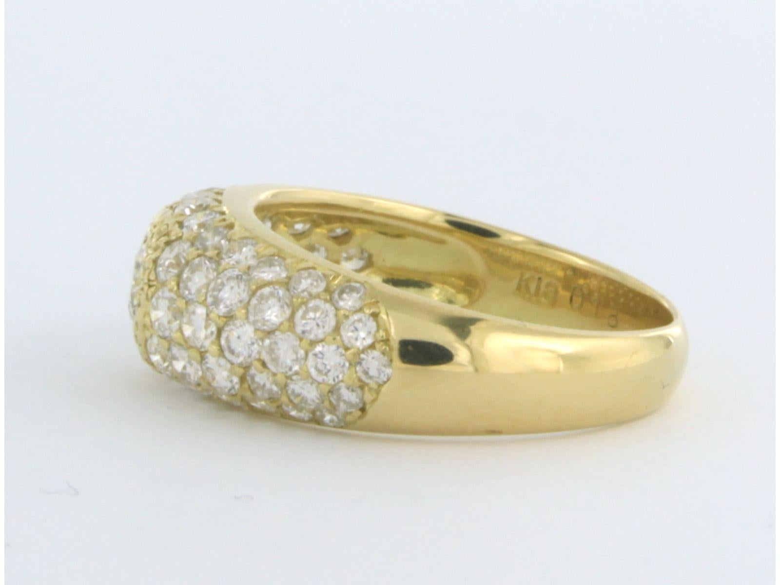 Women's Ring with brilliant cut diamonds up to 1.35ct 18k yellow gold ringsize US 5.25 For Sale