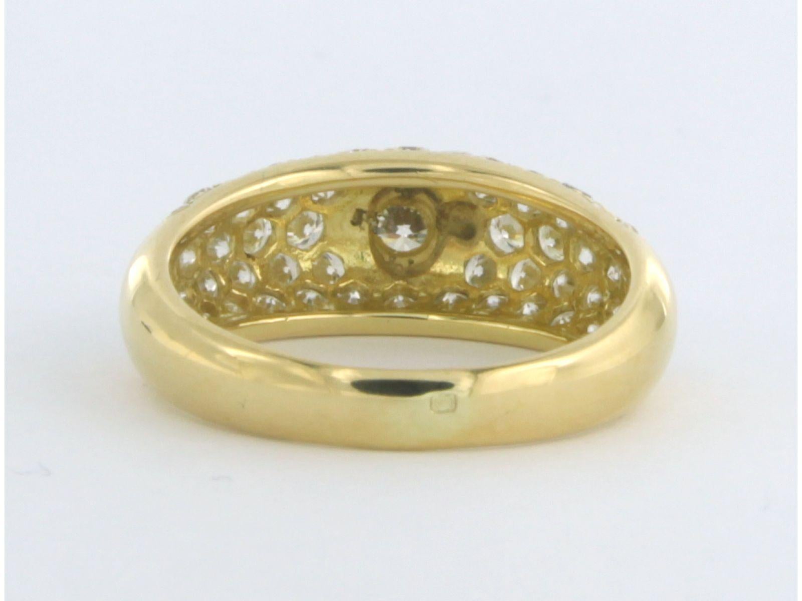 Ring with brilliant cut diamonds up to 1.35ct 18k yellow gold ringsize US 5.25 For Sale 1