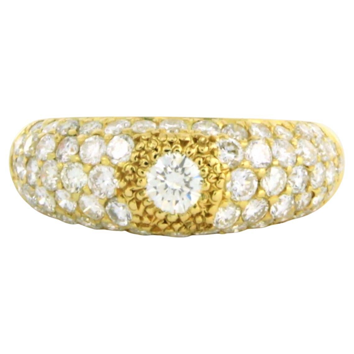 Ring with brilliant cut diamonds up to 1.35ct 18k yellow gold ringsize US 5.25