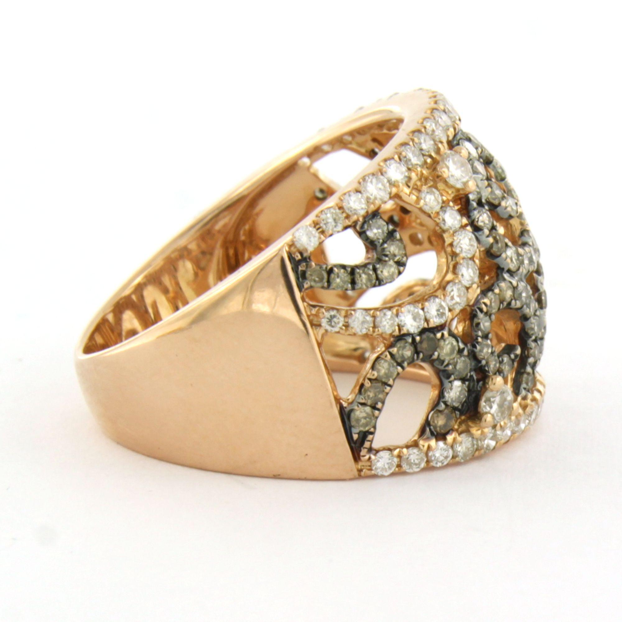 Moderne Bague avec diamants taille brillant jusqu'à 1,41ct Or rose 18k 8,8 grammes en vente