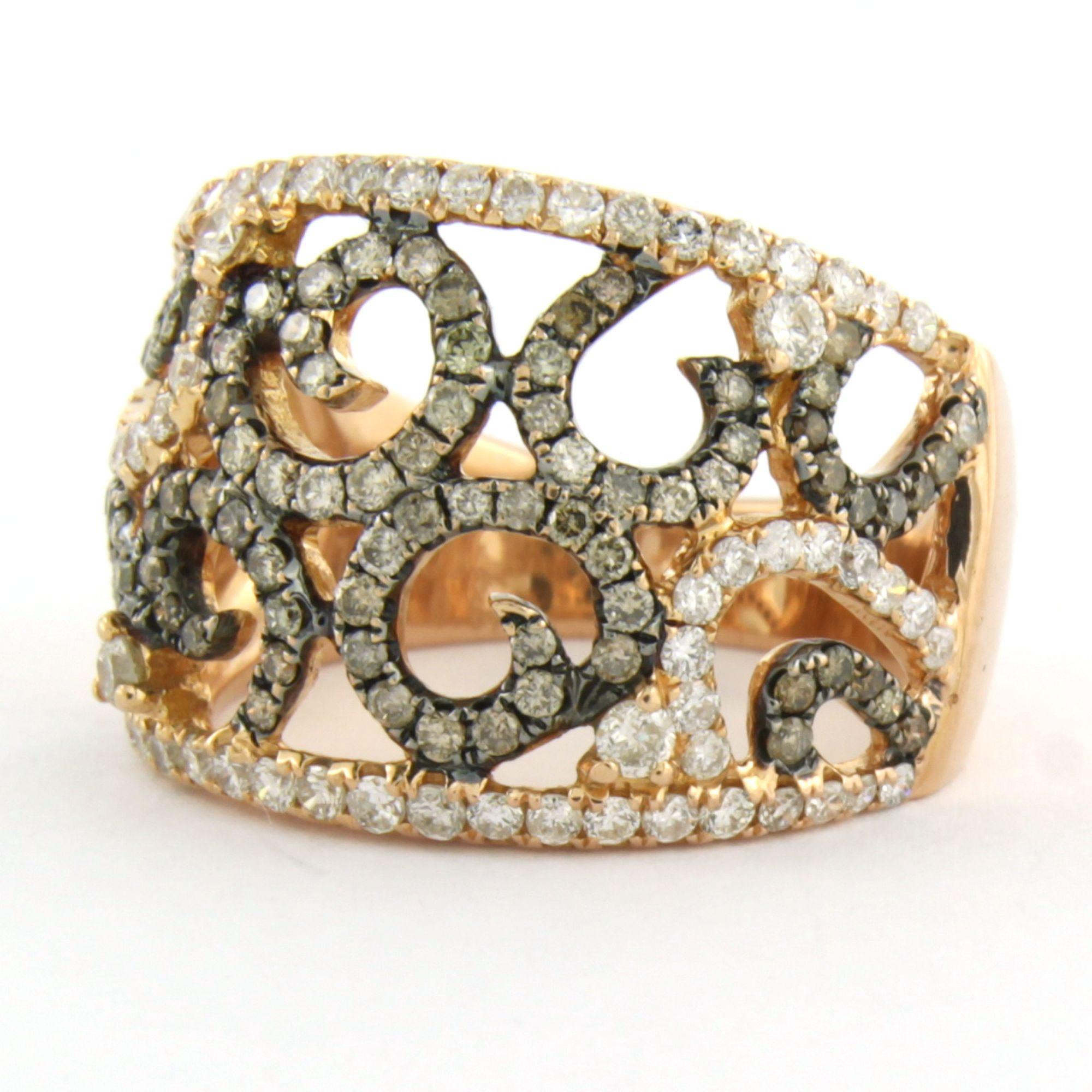 Bague avec diamants taille brillant jusqu'à 1,41ct Or rose 18k 8,8 grammes Pour femmes en vente