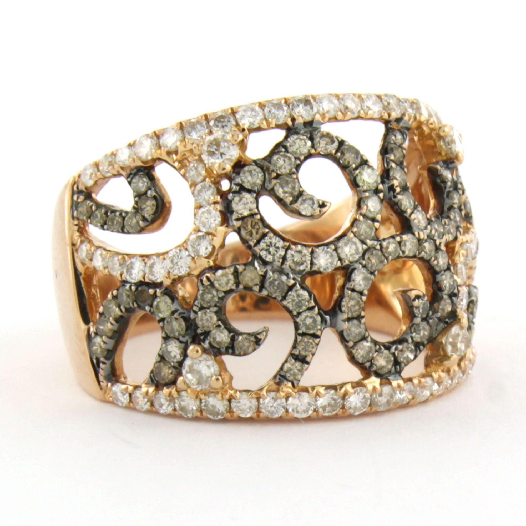 Bague avec diamants taille brillant jusqu'à 1,41ct Or rose 18k 8,8 grammes en vente 1