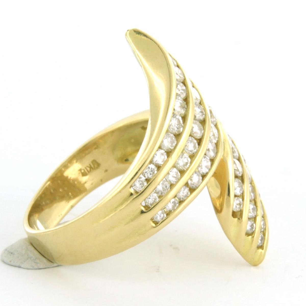 Bague avec diamants taille brillant Up & Up 1.48ct Or jaune 18k Excellent état - En vente à The Hague, ZH