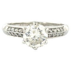 Ring with brilliant cut diamonds up to 1.50ct - 3.9 grams - 14k white gold