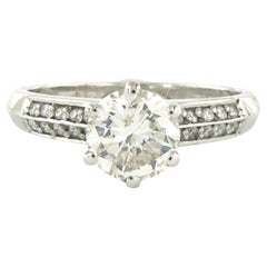 Anillo con diamantes talla brillante de hasta 1,50 ct - 3,9 gramos - oro blanco de 14k