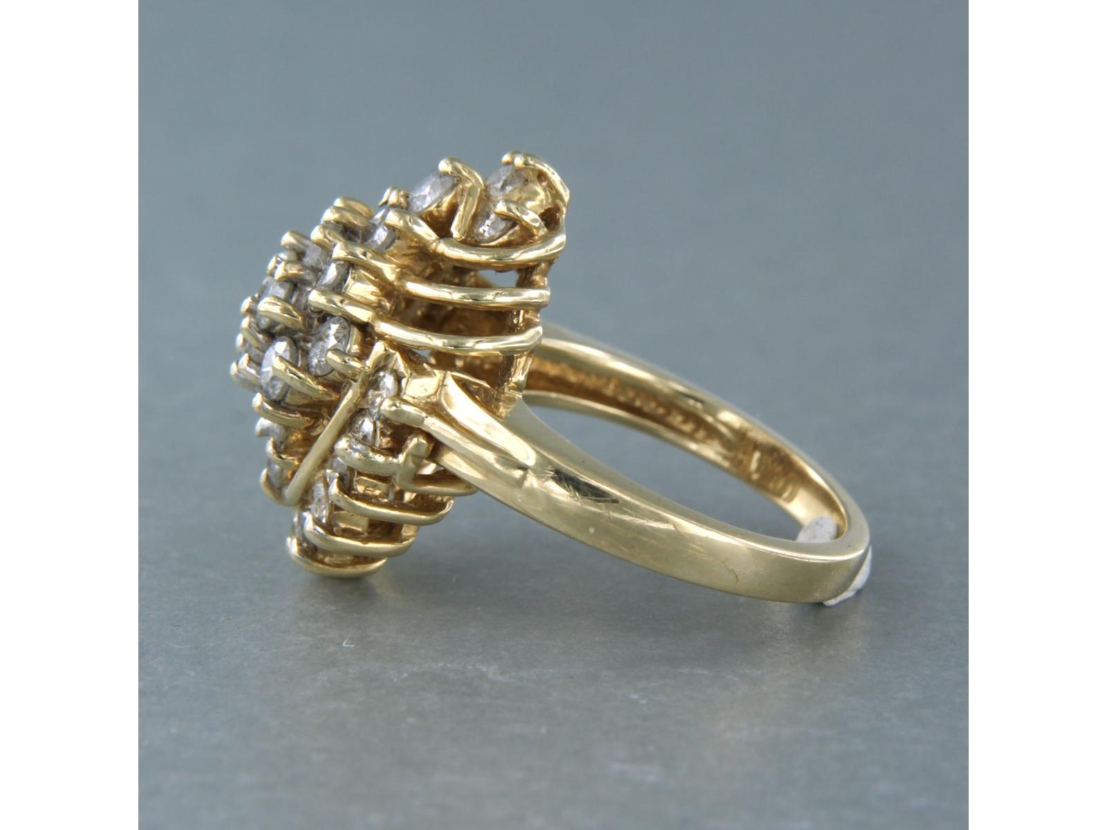 Moderno Anello con diamanti a taglio brillante fino a 1,75 carati in oro 10k 7,2 grammi in vendita