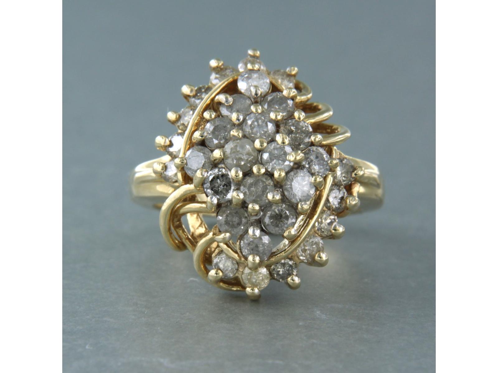 Anello con diamanti a taglio brillante fino a 1,75 carati in oro 10k 7,2 grammi in vendita 1