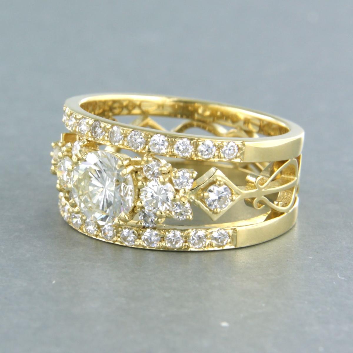 Moderne Bague avec diamants taille brillant jusqu'à 1,81ct Or jaune 18k 7,6 grammes en vente