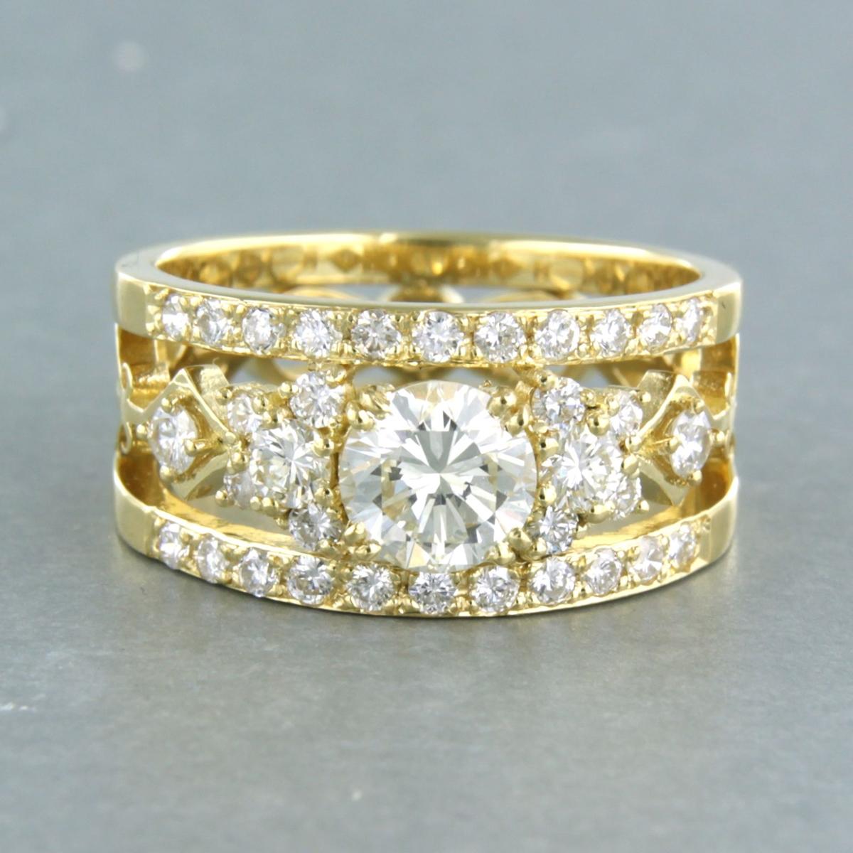 Bague avec diamants taille brillant jusqu'à 1,81ct Or jaune 18k 7,6 grammes Neuf - En vente à The Hague, ZH