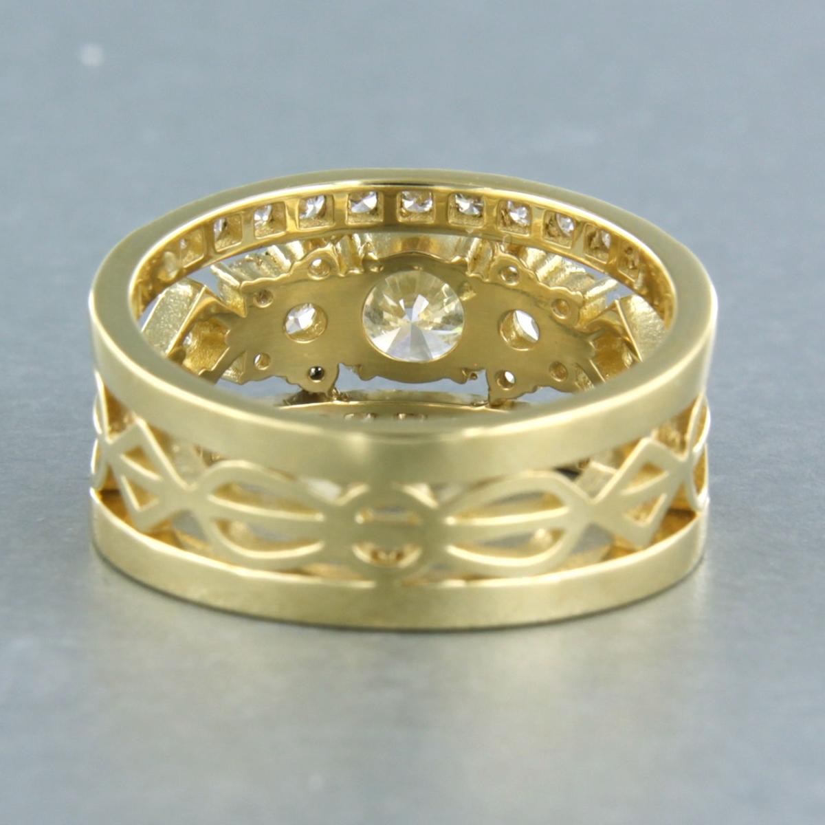 Bague avec diamants taille brillant jusqu'à 1,81ct Or jaune 18k 7,6 grammes Pour femmes en vente