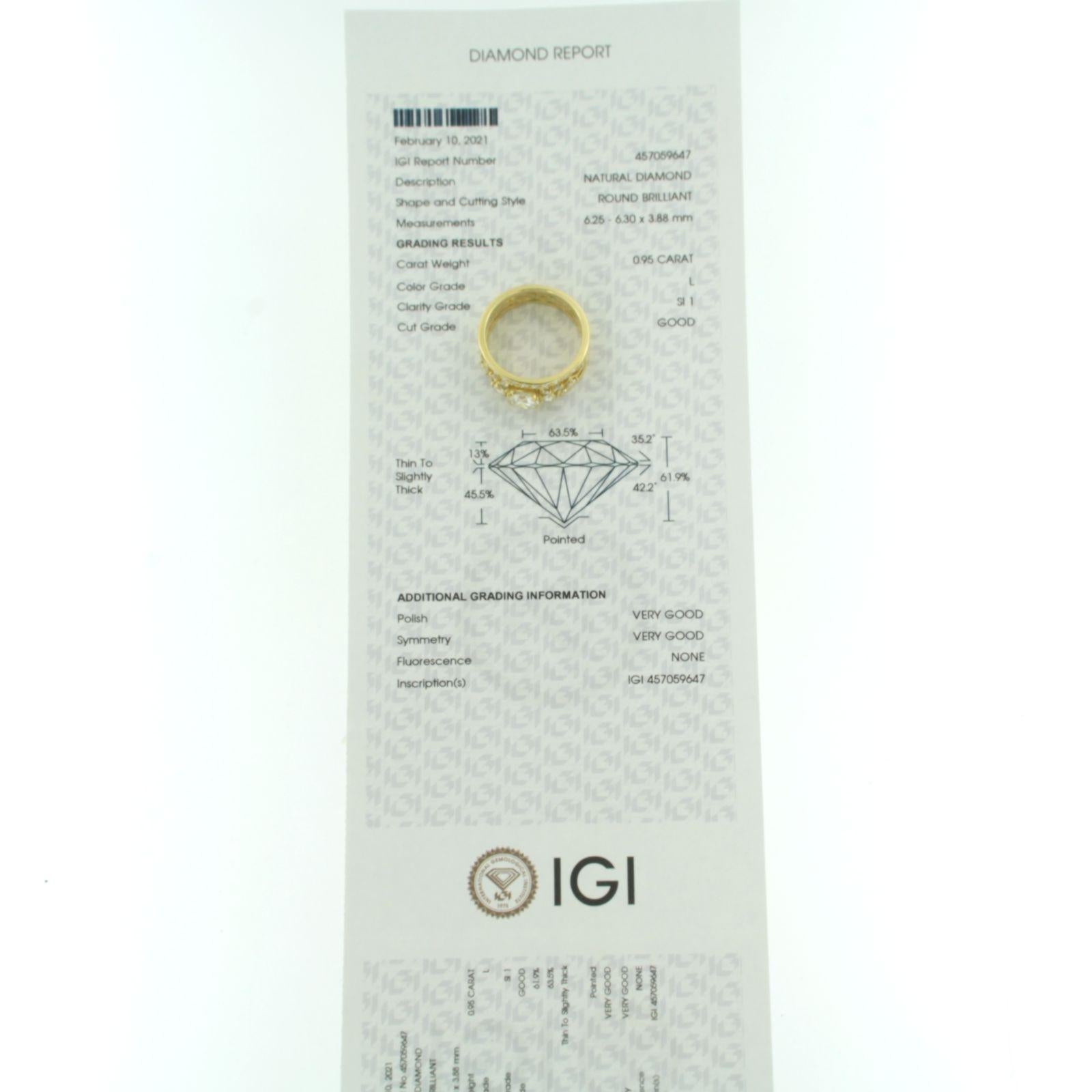 Bague avec diamants taille brillant jusqu'à 1,81ct Or jaune 18k 7,6 grammes en vente 1