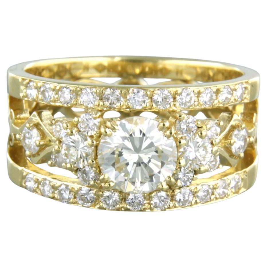 Ring with brilliant cut diamonds up to 1.81ct 18k yellow gold 7.6 grams