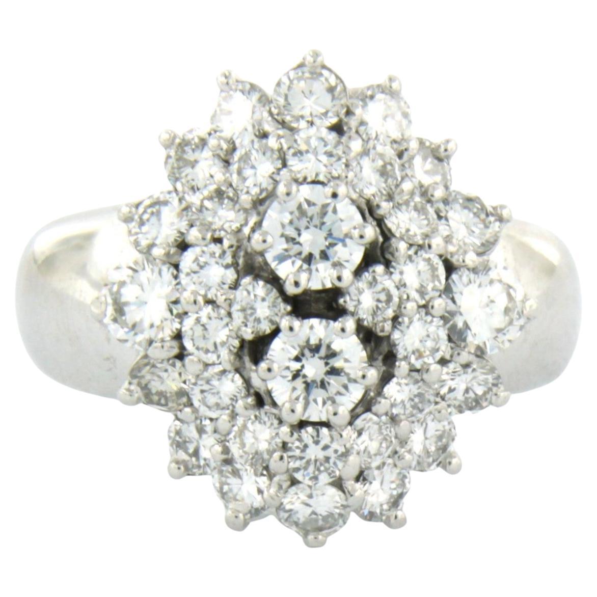 Ring with brilliant cut diamonds up to 2.00ct 14k white gold 8.5 grams For Sale
