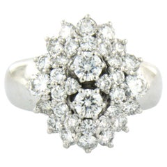 Ring with brilliant cut diamonds up to 2.00ct 14k white gold 8.5 grams