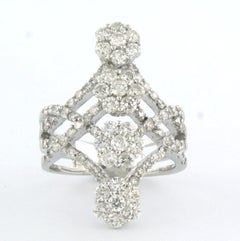 Anello con diamanti taglio brillante fino a 2,16 carati in oro bianco 18k 8,7 grammi