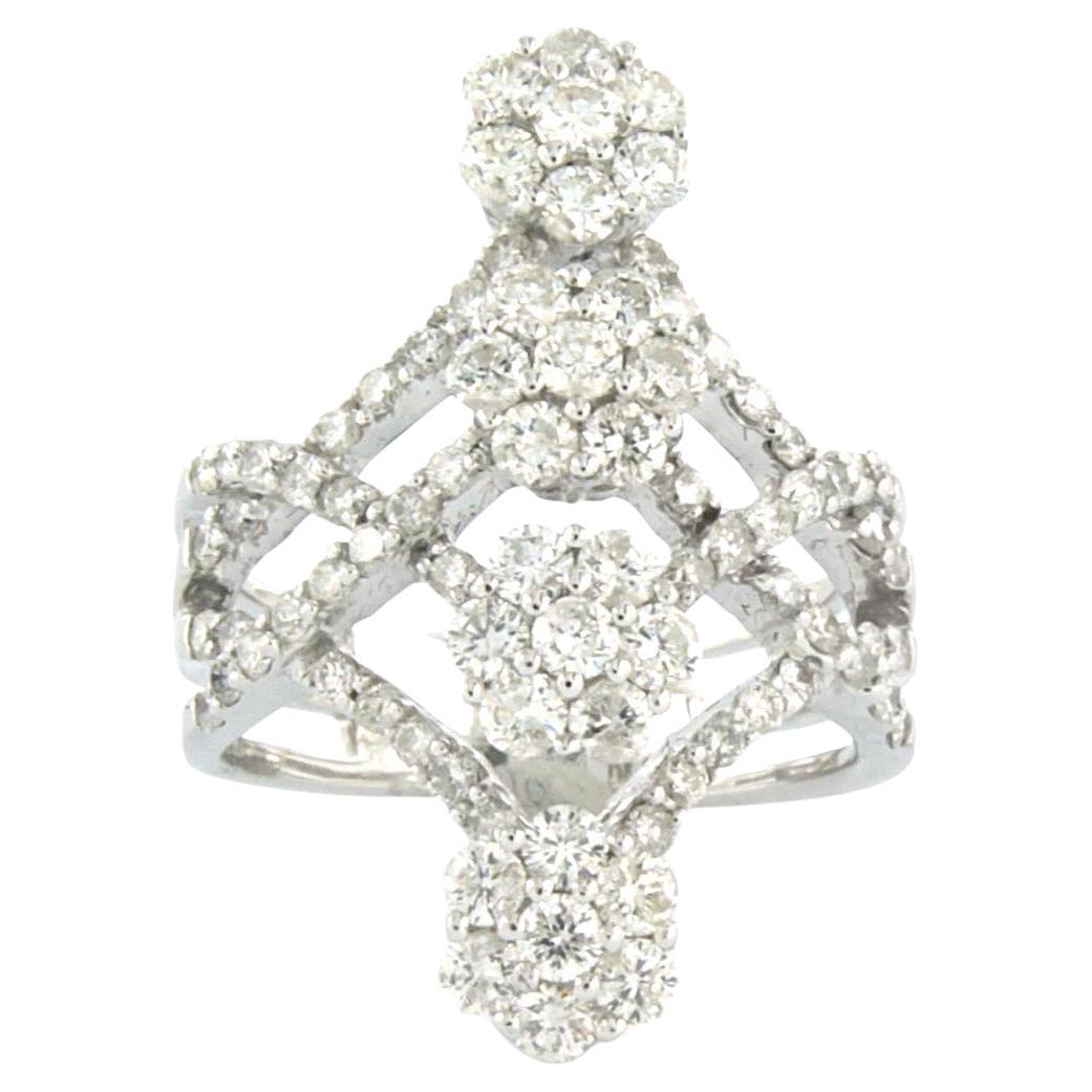 Anello con diamanti taglio brillante fino a 2,16 carati in oro bianco 18k 8,7 grammi