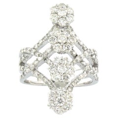 Anello con diamanti taglio brillante fino a 2,16 carati in oro bianco 18k 8,7 grammi