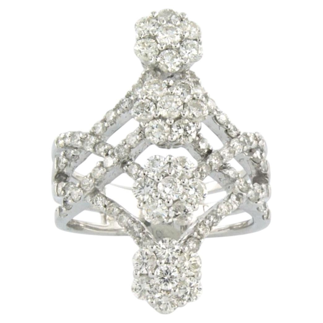 Bague avec diamants taille brillant jusqu'à 2,16 ct Or blanc 18k 8,7 grammes