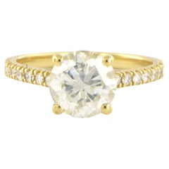 Anello con diamanti taglio brillante fino a 2,18ct in oro giallo 18k