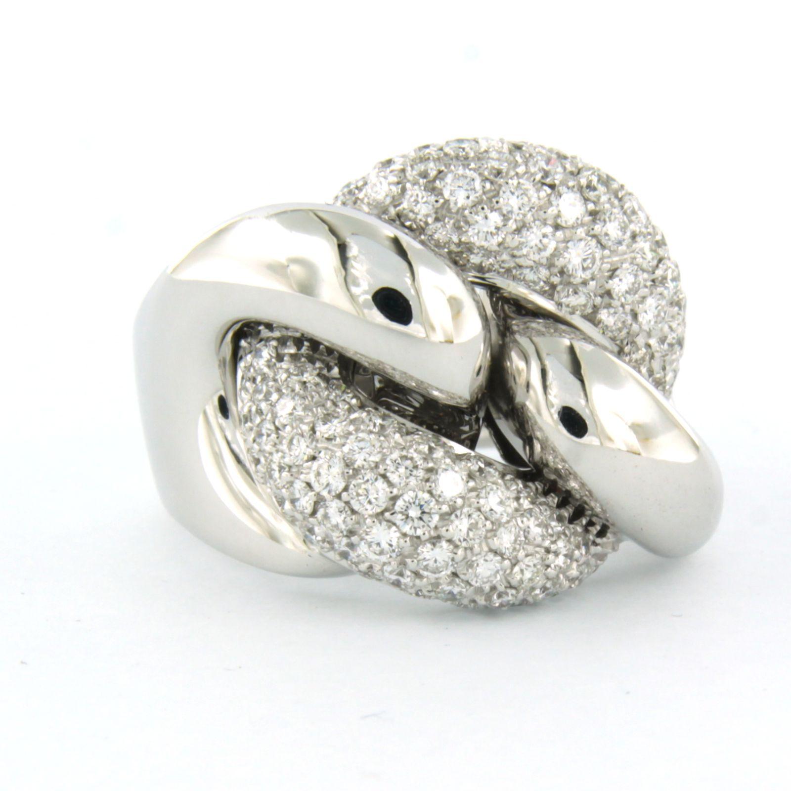 Ring mit Diamanten im Brillantschliff bis zu 2,50 Karat 18k Weißgold (Moderne) im Angebot
