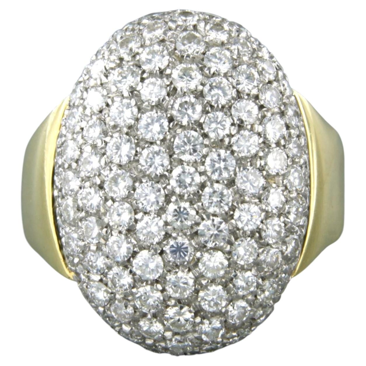 Ring with brilliant cut diamonds up to 2.50ct 9.2 grams 18k bicolour gold