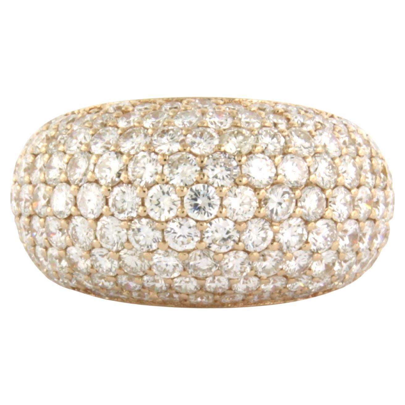 Ring with brilliant cut diamonds up to 3.84ct 14k pink gold 8.6 grams For Sale