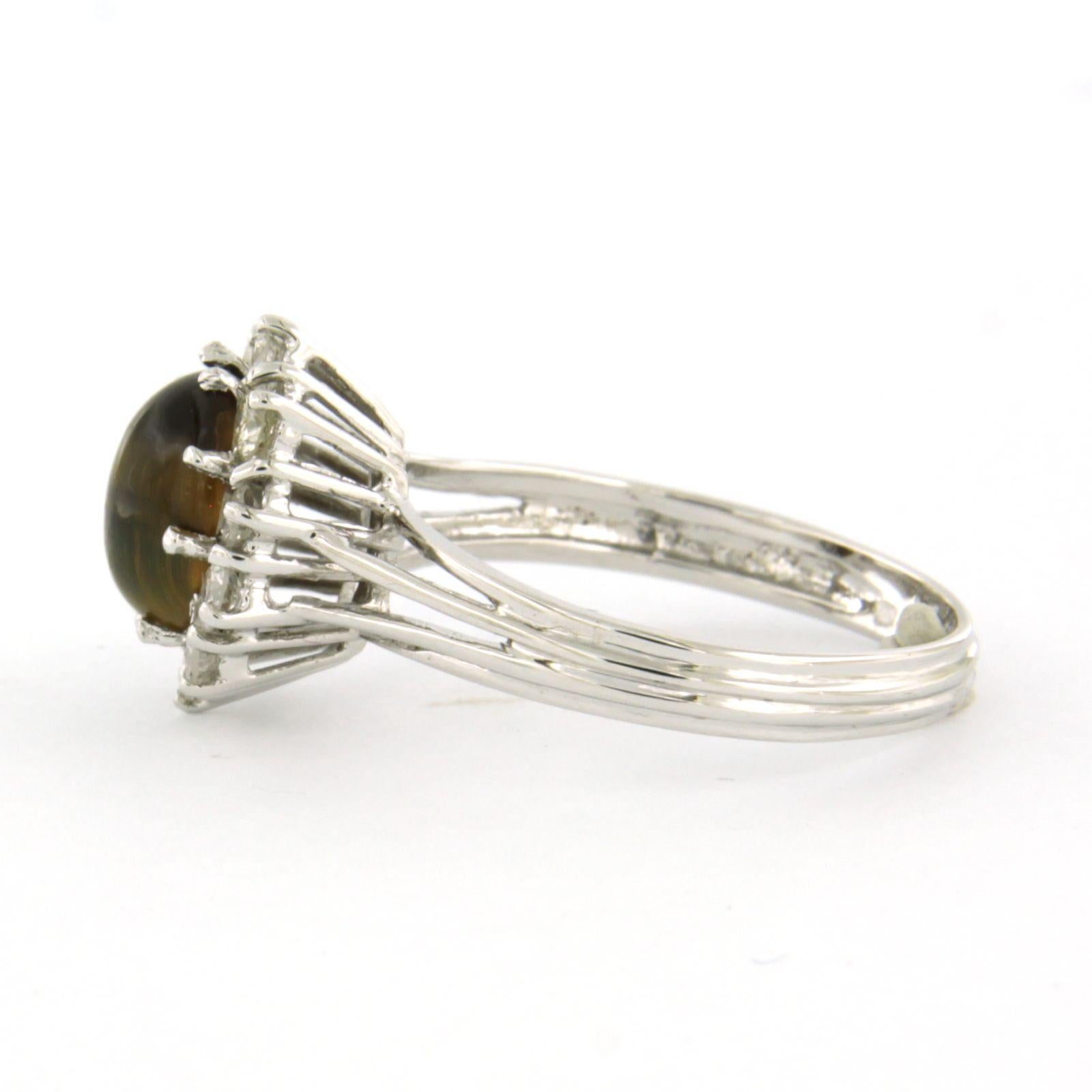 Moderne Bague avec œil de chat et diamant brillant/unique jusqu'à 0,50ct Or blanc 18k en vente