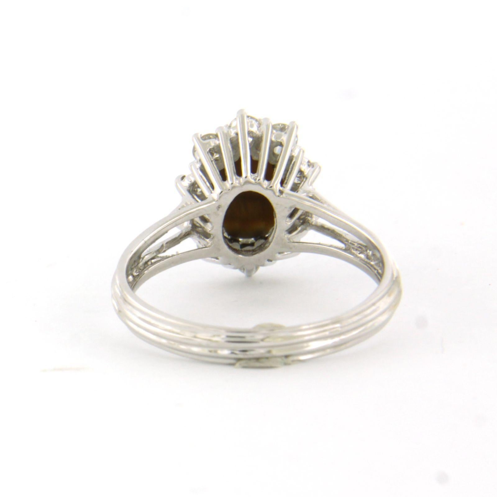 Taille brillant Bague avec œil de chat et diamant brillant/unique jusqu'à 0,50ct Or blanc 18k en vente