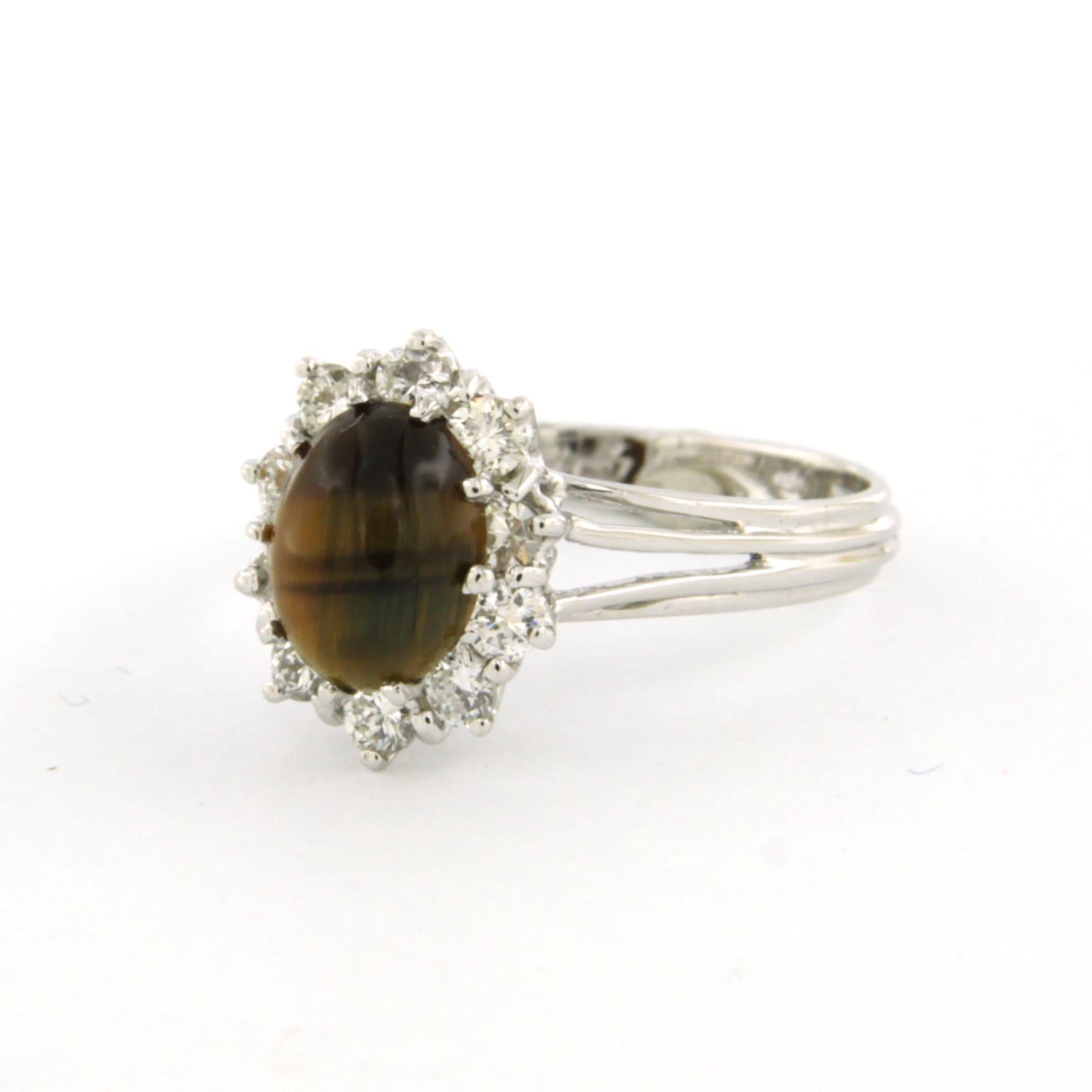 Bague avec œil de chat et diamant brillant/unique jusqu'à 0,50ct Or blanc 18k Excellent état - En vente à The Hague, ZH