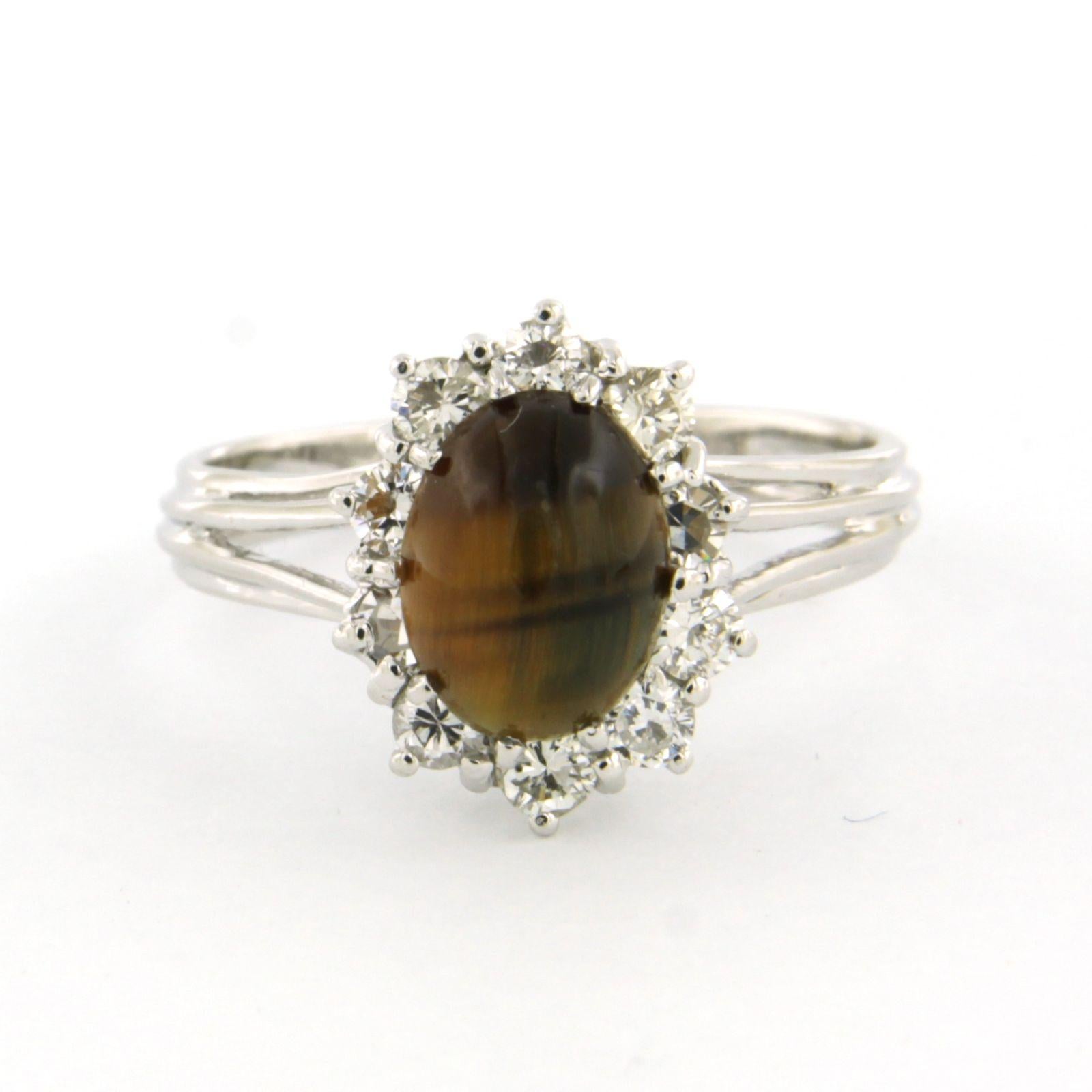 Bague avec œil de chat et diamant brillant/unique jusqu'à 0,50ct Or blanc 18k en vente 1