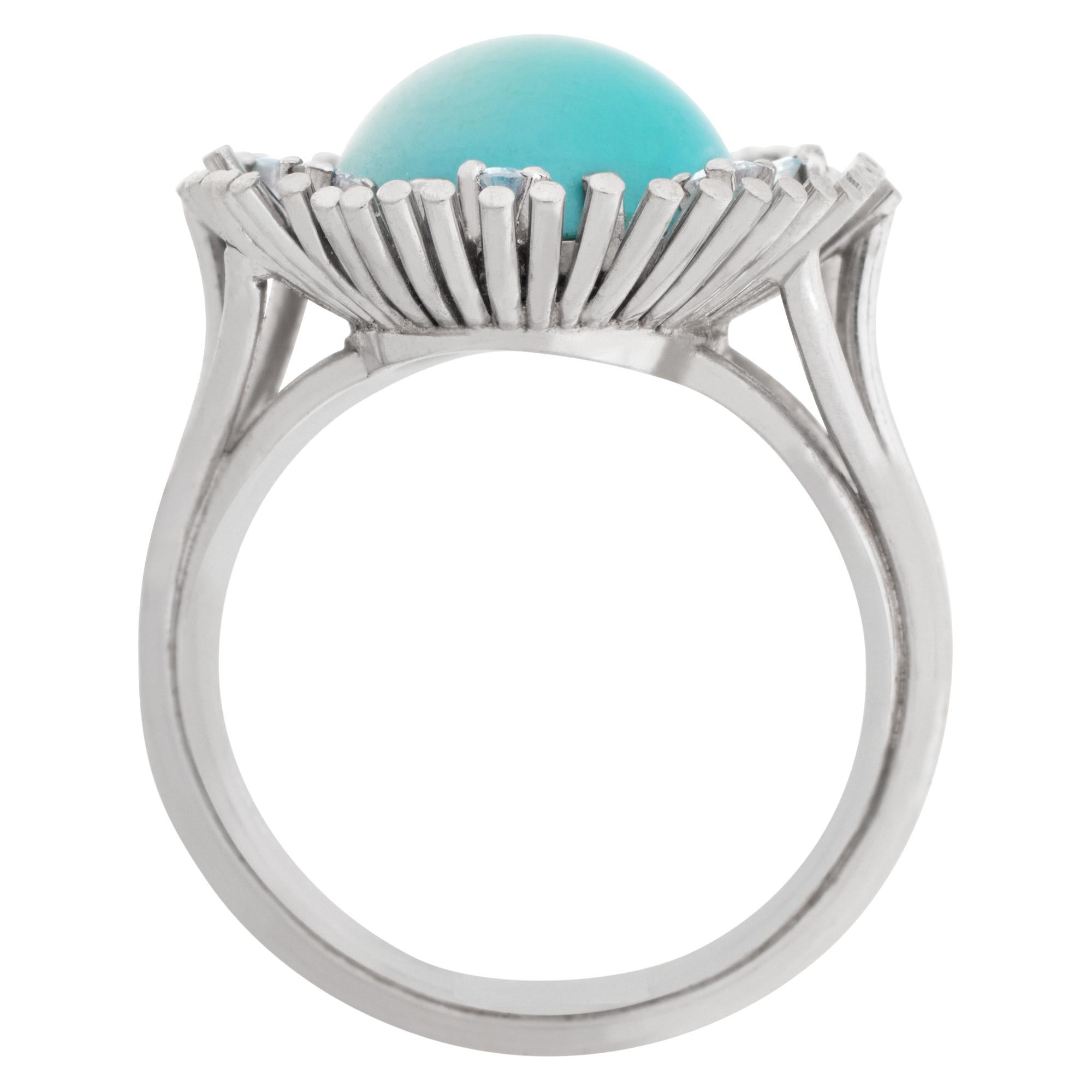 diamond engagement ring with turquoise accents