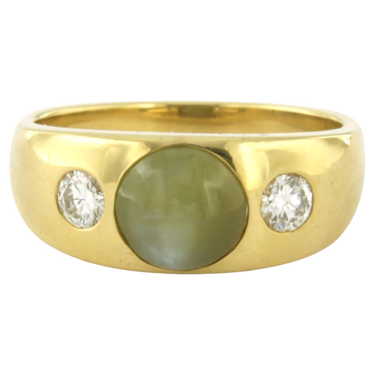 Ring mit Chrysoberyll und Diamanten im Brillantschliff bis zu 0,27ct 18k Gold 8,0 Gramm