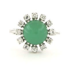 Anello con crisofrasa e diamanti taglio brillante fino a 0,50ct in oro 18k da 5,5 grammi