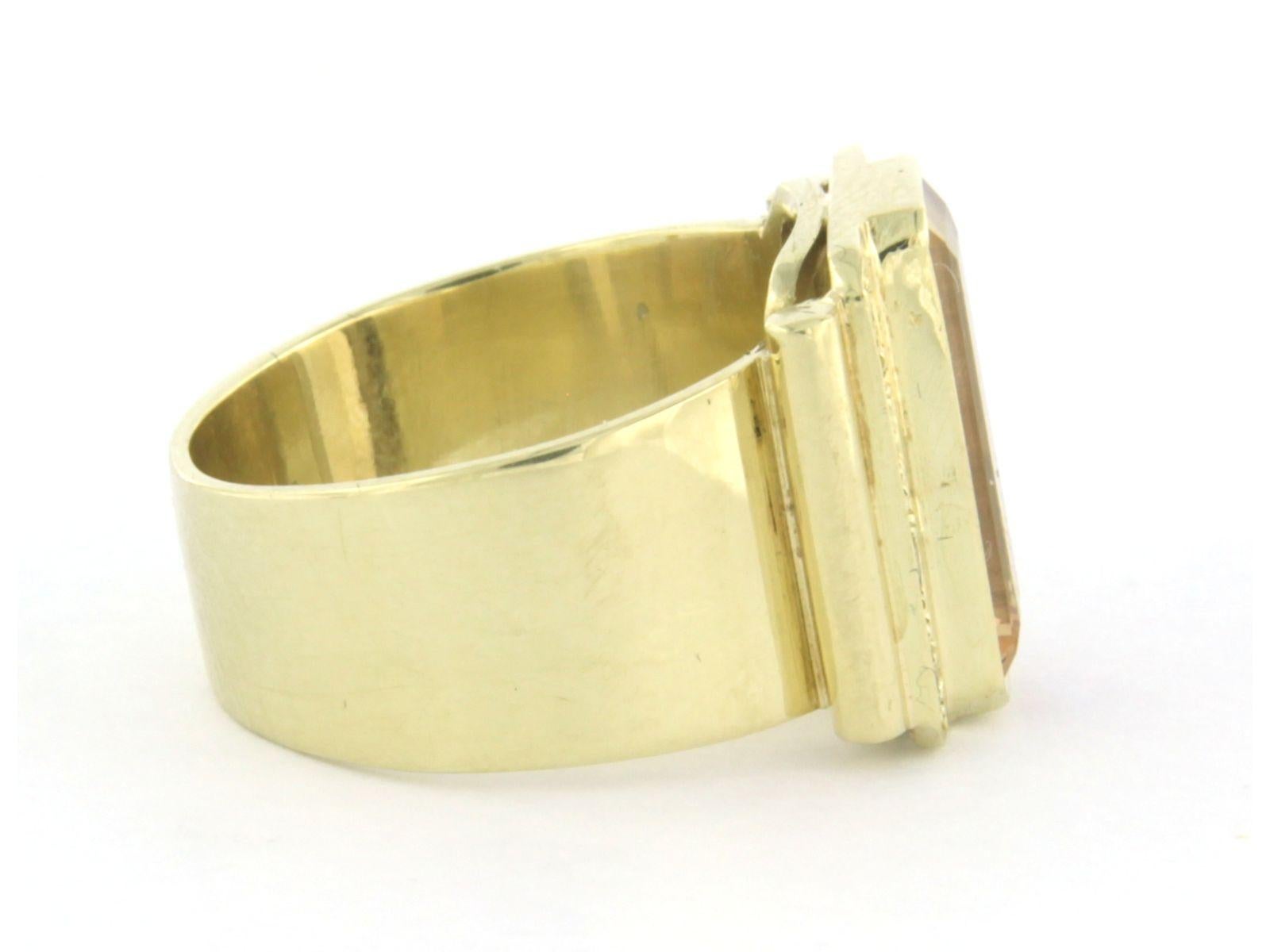 Modern Ring with citrine and brilliant cut diamonds up to 0.25ct 14k yellow gold For Sale