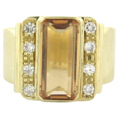 Bague avec citrine et diamants taille brillant jusqu'à 0,25 ct Or jaune 14k