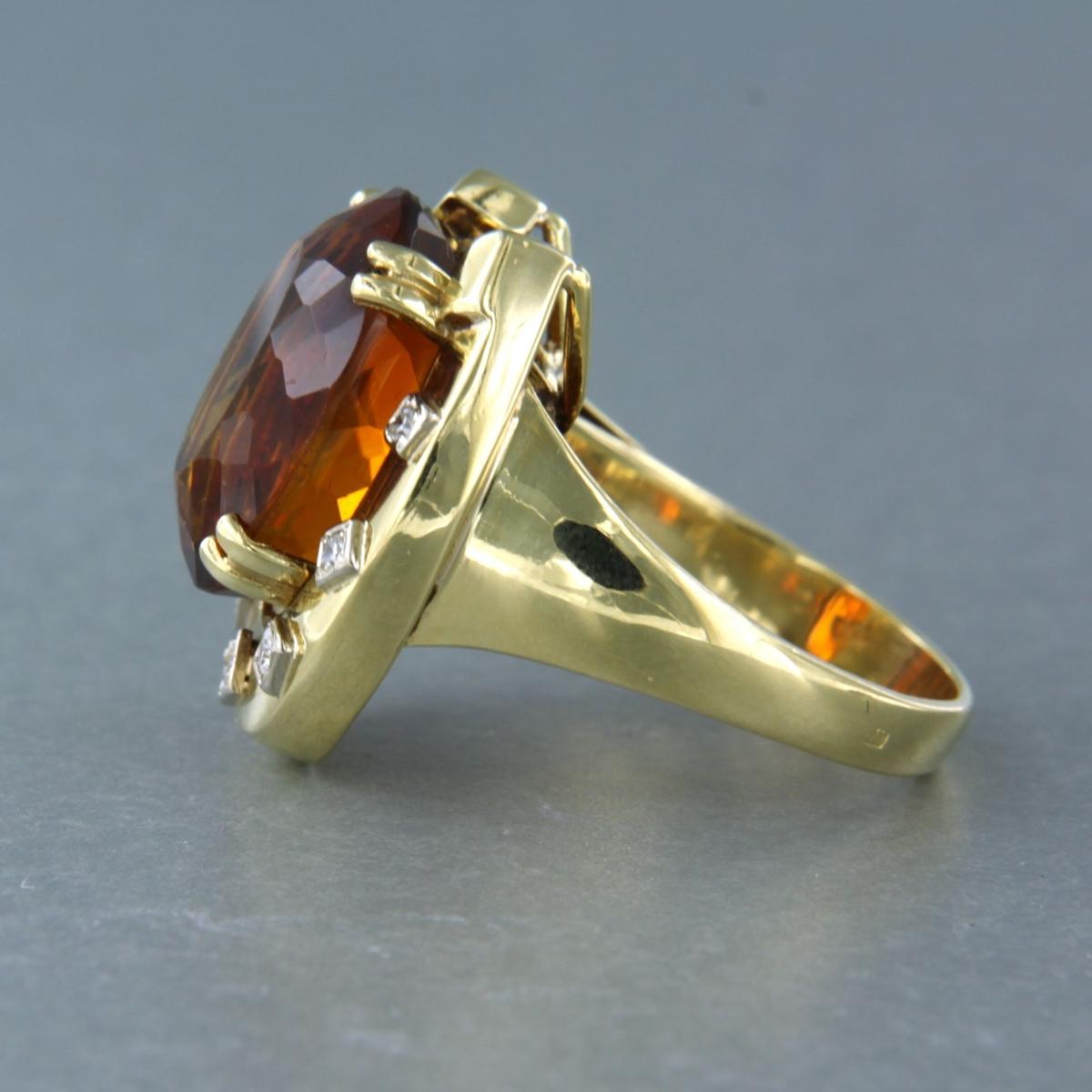 Single Cut Ring with citrine and diamonds 18k yellow gold For Sale